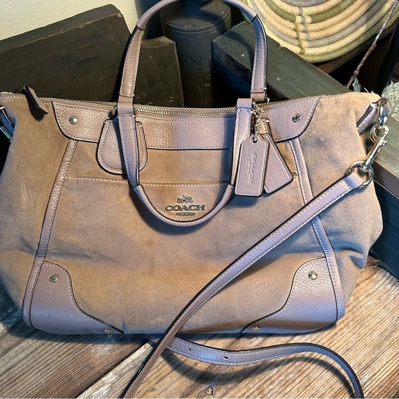 COACH Taupe Suede Leather Shoulder Mickie - Picture 11 of 16
